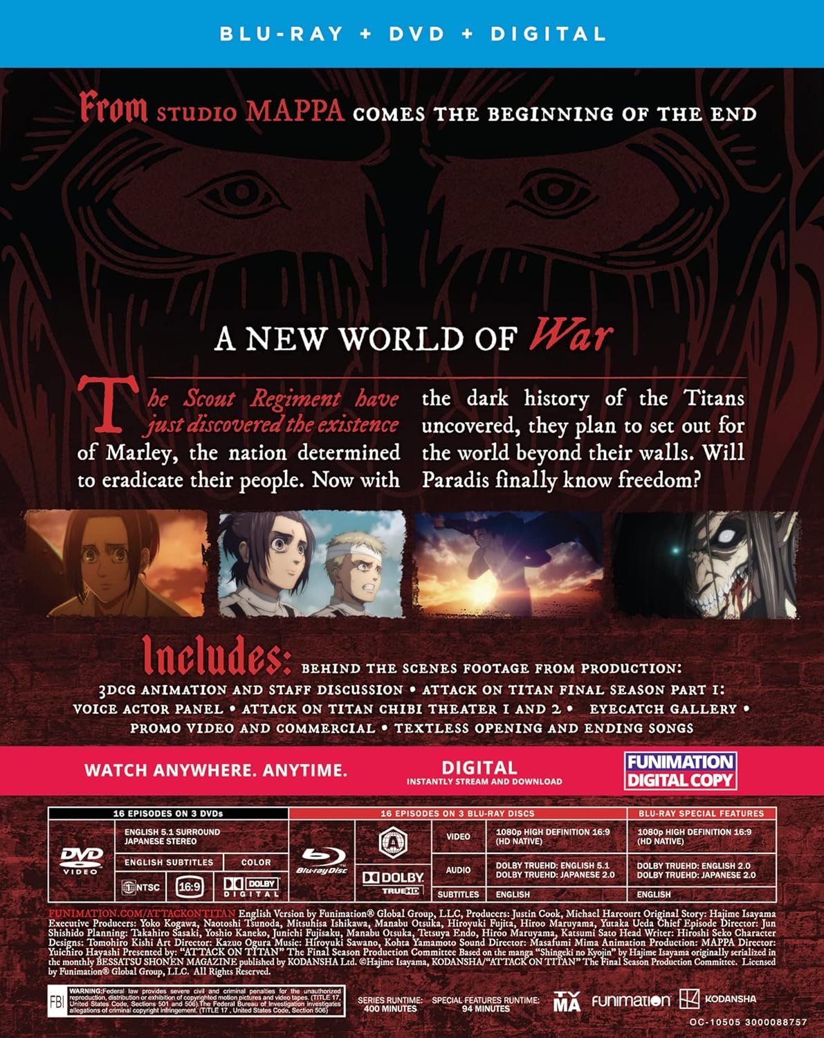 Attack on Titan: Final Season - Part 1 - Blu - ray + DVD + Digital - Judgement Productions